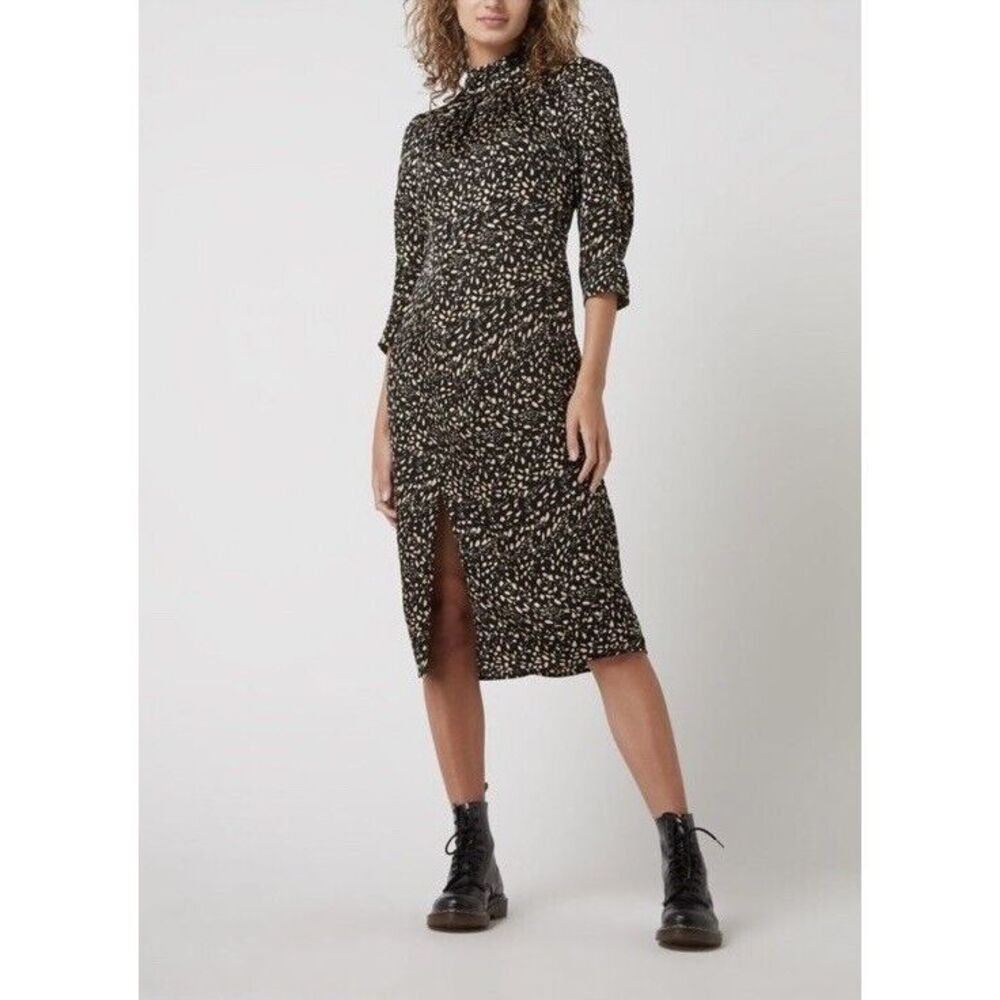 ba&sh Edmee‎ Smocked Mock Neck Midi Dress Printed Dainty Print Size XS (US 2)